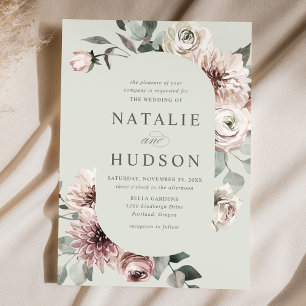 Invitación Delicado Boda de marco floral de invierno