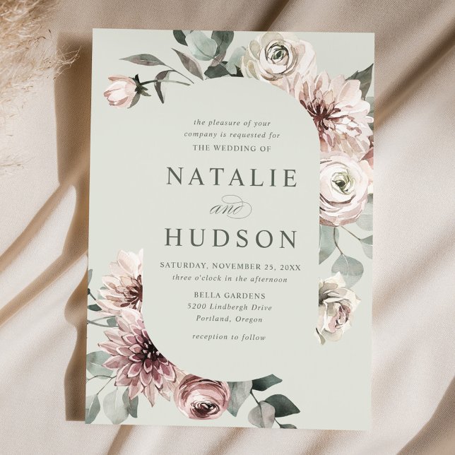 Invitación Delicado Boda de marco floral de invierno (Subido por el creador)