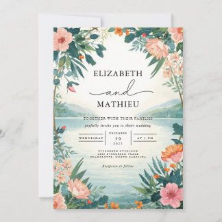 Invitación Delicado Boda de paisajes florales