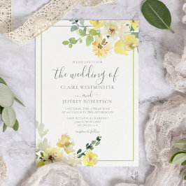Invitación Delicado Boda de verano verde azulado floral amari