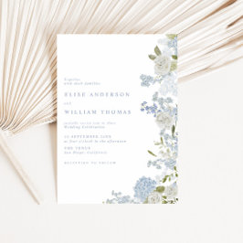Invitación Delicado Boda floral azul suave