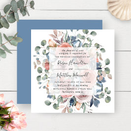 Invitación Delicado Boda floral azul y verde en