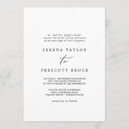 Invitación Delicado Boda tradicional de caligrafía negra