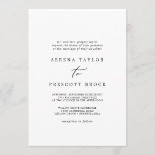 Invitación Delicado Boda tradicional de caligrafía negra