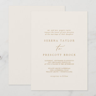 Invitación Delicado Boda tradicional de oro y crema