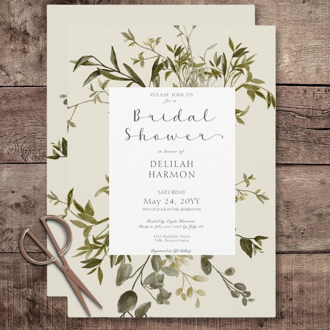 Invitación Delicado Boho Greenery Bridal Shower (Delicate Boho Greenery Bridal Shower Invitation)