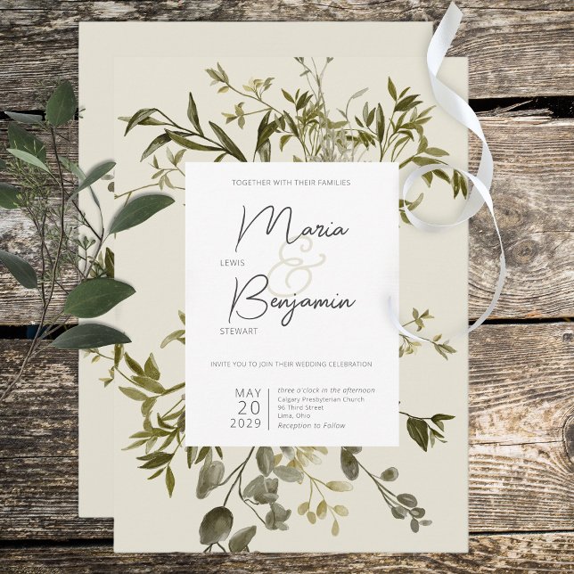 Invitación Delicado Boho Greenery Wedting (Subido por el creador)