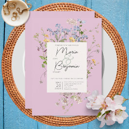 Invitación Delicado Boho Wildflowers Boda Rosa