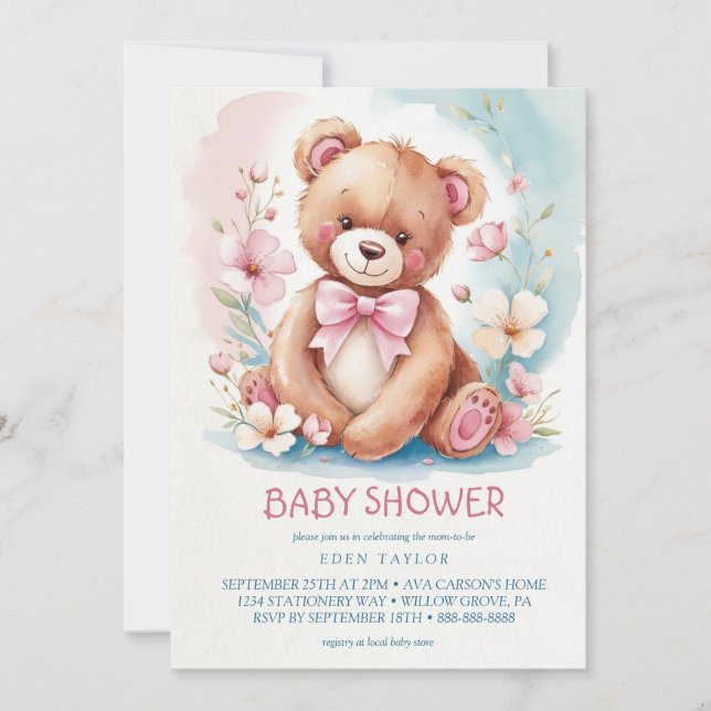 Invitación Delicado bosque acuático con ducha de bebé (Anverso)