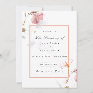 Invitación Delicado Bouquet con Boda de la frontera rosa
