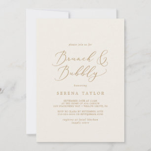 Invitación Delicado brunch dorado y crema y burbujeante
