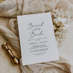 Invitación Delicado brunch negro con ducha de novia<br><div class="desc">Este delicado brunch negro con la invitación a la novia en la ducha es perfecto para una moderna ducha de boda. El romántico diseño minimalista presenta una bonita y elegante tipografía negra sobre un fondo blanco con un aspecto limpio y sencillo.</div>