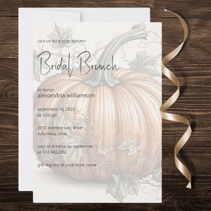 Invitación Delicado Brunch Nupcial de Calabaza de Otoño 