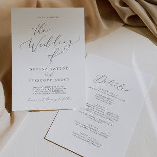 Invitación Delicado caligrafía plateada todo en un Boda