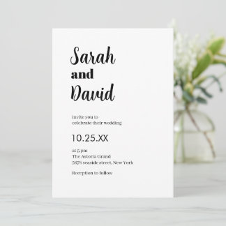Invitación Delicado chic Moderno boda en blanco y negro