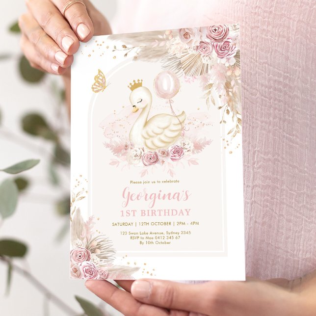 Invitación Delicado Chica de la Princesa Swan de Rubor (Subido por el creador)