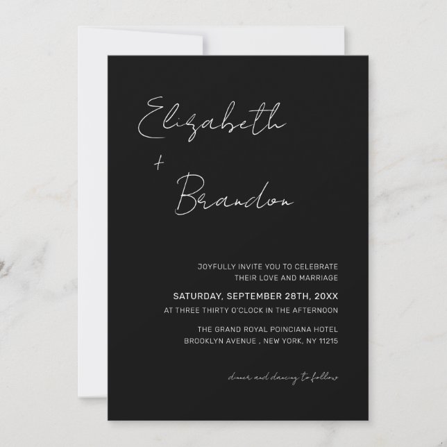 Invitación Delicado código QR blanco y negro Boda RSVP foto (Anverso)