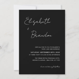 Invitación Delicado código QR blanco y negro Boda RSVP foto