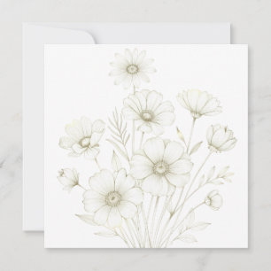 Invitación Delicado Cosmos Bouquet Línea Arte Gracia