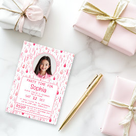 Invitación Delicado cumpleaños del patrón rosado