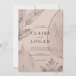 Invitación Delicado de oro Rosa deja Boda rosado beige