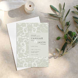 Invitación Delicado del crochet de encaje blanco sabio