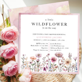 Invitación Delicado Dusty Pink Wildflower Baby Shower Invitat