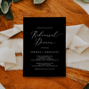 Invitación Delicado ensayo de caligrafía negra oscura para la