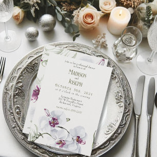 Invitación Delicado ensayo de cena Boda de orquídeas blancas