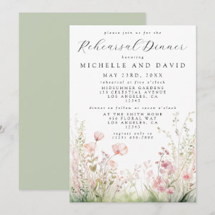 Invitación Delicado ensayo de flores silvestres cena