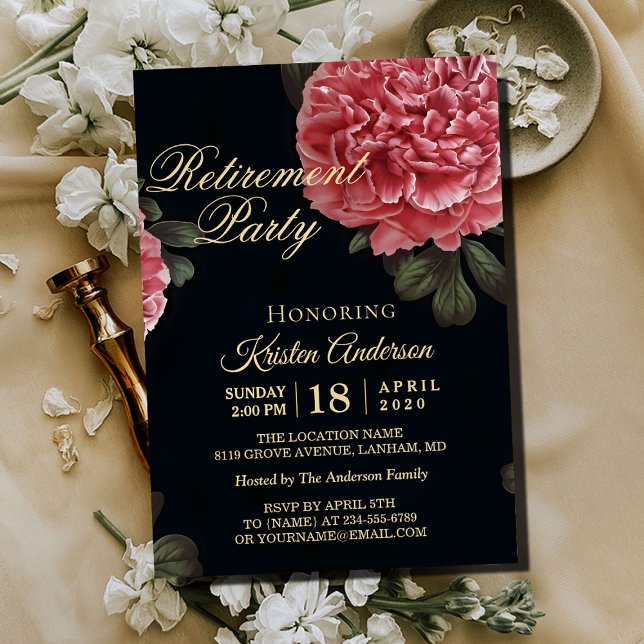 Invitación Delicado Fiesta de Jubilación de la Adormidera Roj (Subido por el creador)