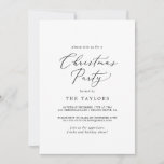 Invitación Delicado Fiesta de Navidades de caligrafía negra<br><div class="desc">Esta delicada tarjeta de Navidades de caligrafía negra es perfecta para un evento vacacional moderno. El romántico diseño minimalista presenta una bonita y elegante tipografía negra sobre un fondo blanco con un aspecto limpio y sencillo.</div>