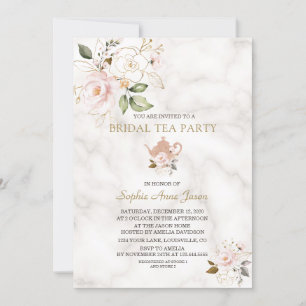 Invitación Delicado Fiesta de té con flores de oro de Rubor c