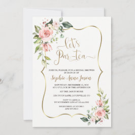 Invitación Delicado Fiesta de té de novia floral rosa de Rubo