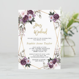 Invitación Delicado Fin de Semana de Bachelorette Purple Flor