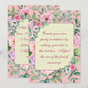 Invitación Delicado Jardín de Verano Rosa Fiesta Cumpleaños F