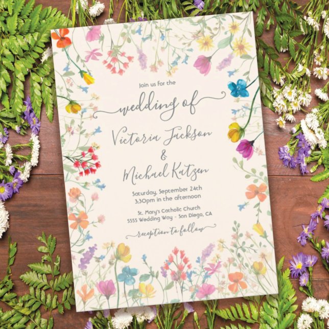 Invitación Delicado jardín florido de flores silvestres Boda (Subido por el creador)