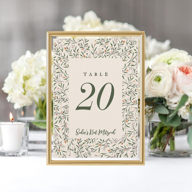 Invitación Delicado marco floral de hojas pequeñas número de  (Subido por el creador)