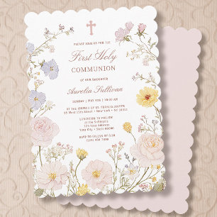 Invitación Delicado marco floral Primera Comunión