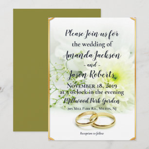 Invitación Delicado matiz blanco de la flor de Boda amarillo