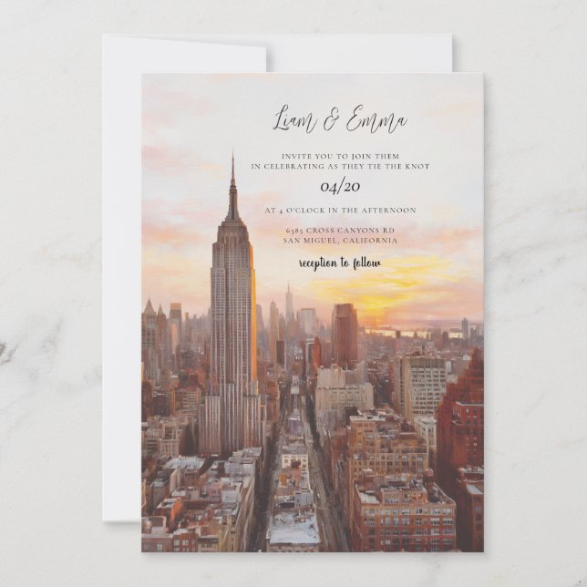 Invitación Delicado matrimonio en Nueva York (Anverso)