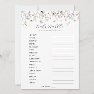 Invitación Delicado morado de flores silvestres bebé Babble S
