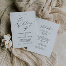Delicado negro caligrafía todo en uno boda