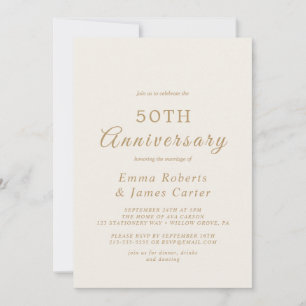Invitación Delicado Oro y Crema 50 Aniversario de Boda 