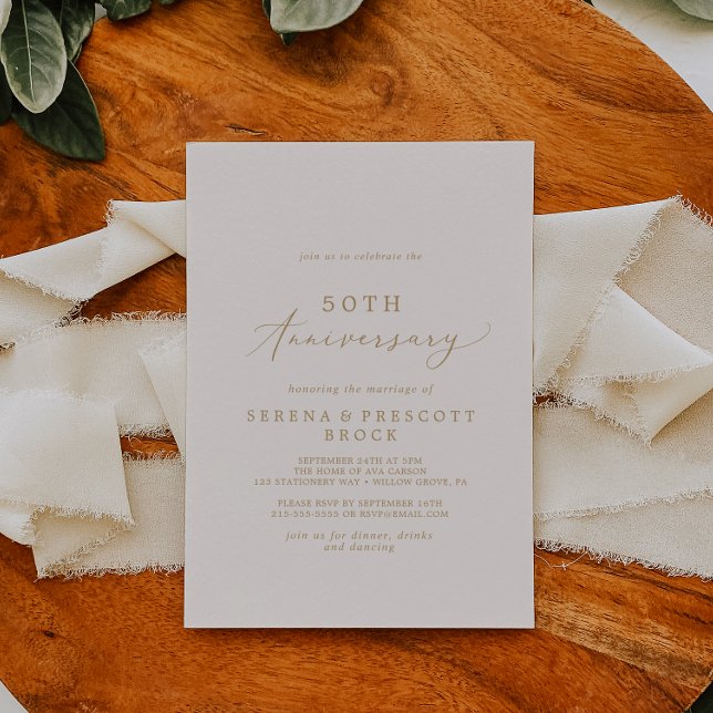 Invitación Delicado Oro y Crema 50 Aniversario de Boda (Subido por el creador)