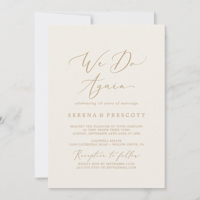 Invitación Delicado oro y crema que renovamos (Anverso)