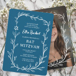 Invitación Delicado PERSONALIZADO botánico bar FOTO Bat Mitzv<br><div class="desc">¡Tarjeta perfecta para anunciar una mitzvah de murciélago, el bar mitzvah u otra celebración judía! ¡Trato a mano de delicado arte de trame de hojas para ti! ¡TODO PERSONALIZABLE! Haga clic en "Personalizar" para editar el texto. Haga clic en "editar usando la herramienta de diseño" para ajustar los tipos de...</div>