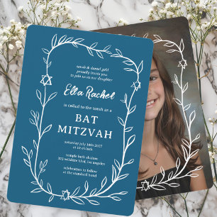 Invitación Delicado PERSONALIZADO botánico bar FOTO Bat Mitzv