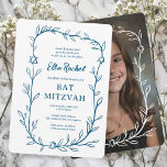 Invitación Delicado PERSONALIZADO botánico bar FOTO Bat Mitzv<br><div class="desc">¡Tarjeta perfecta para anunciar una mitzvah de murciélago, el bar mitzvah u otra celebración judía! ¡Trato a mano de delicado arte de trame de hojas para ti! ¡TODO PERSONALIZABLE! Haga clic en "Personalizar" para editar el texto. Haga clic en "editar usando la herramienta de diseño" para ajustar los tipos de...</div>