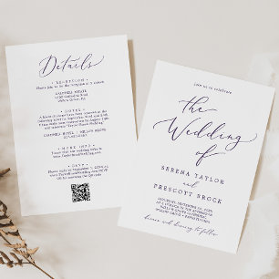 Invitación Delicado Plum Purple All En Un Boda De Código QR